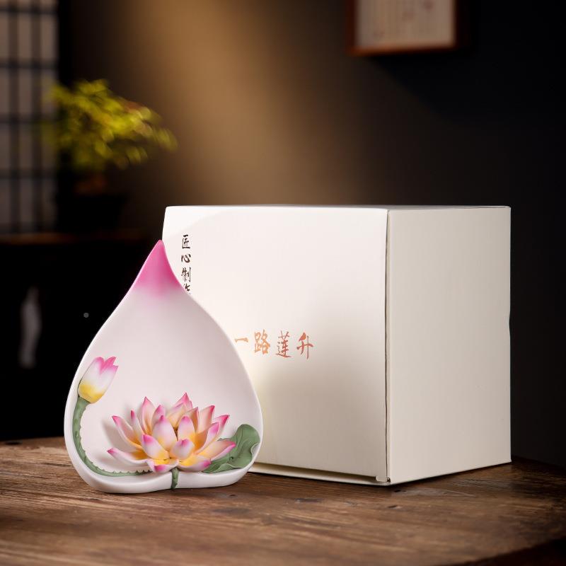 ANI瓷陶创捏花瓷意新中式工莲花禅意一路莲升陶纯手桌面客厅玄关