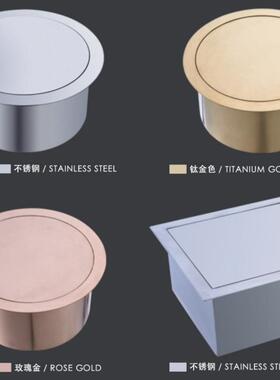 不锈钢台面嵌式垃圾桶台面装饰圾盖04摇盖翻盖圆UYD形垃入投放入