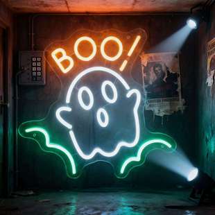 跨境霓虹灯灯发光字led灯牌广霓虹灯告牌吧字母氛酒围圣节幽灵boo