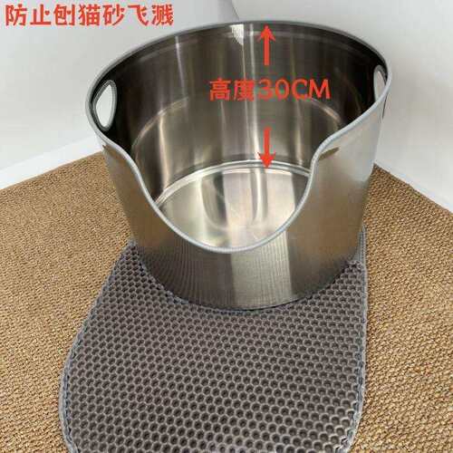 厂家直供装不溅锈钢猫闭砂盆超大号防外加高半封开放式集箱猫沙盆