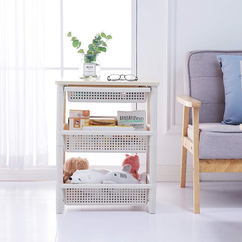 厨房多层置物架塑料储物架浴室杂物架落地木头层架抽屉式整理架子