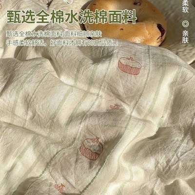 类纯棉水洗棉三床上lxy20253四套60S全棉提花被套罩床单床笠件款