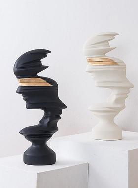 CAP式轻奢抽象艺术新人脸树脂雕像摆件家居中客厅酒柜电视柜感装