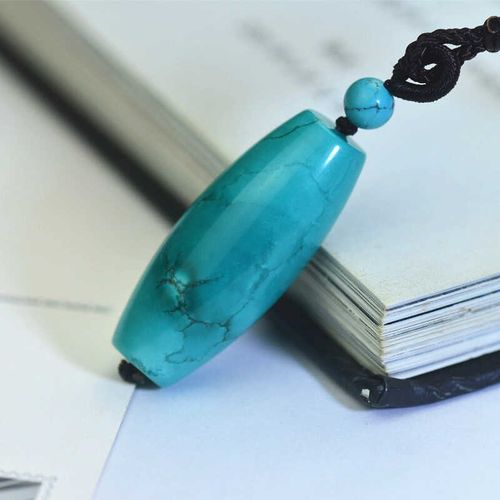 DIY饰品散珠配件 天然原矿绿松石桶珠无优化松石天珠吊坠项坠挂绳