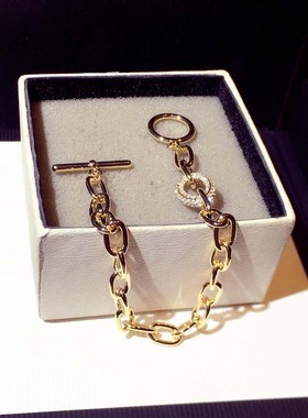 高级感金色链条手链女夏ins小众设计冷淡风简约气质闺蜜OT扣手串