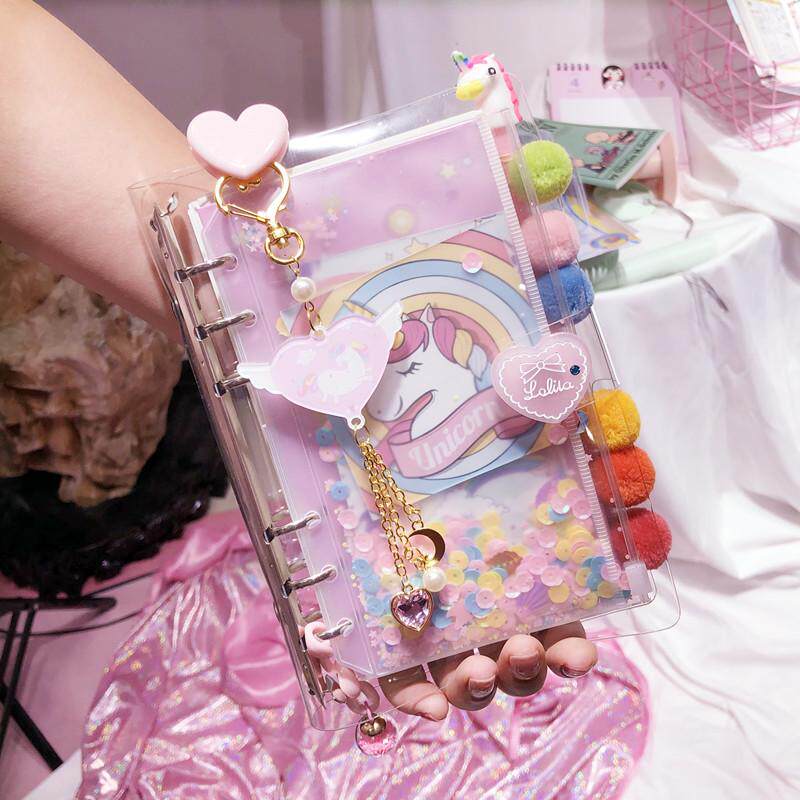 活页星空手账本方格少女心可爱流沙网红手帐本套装手杖笔记本