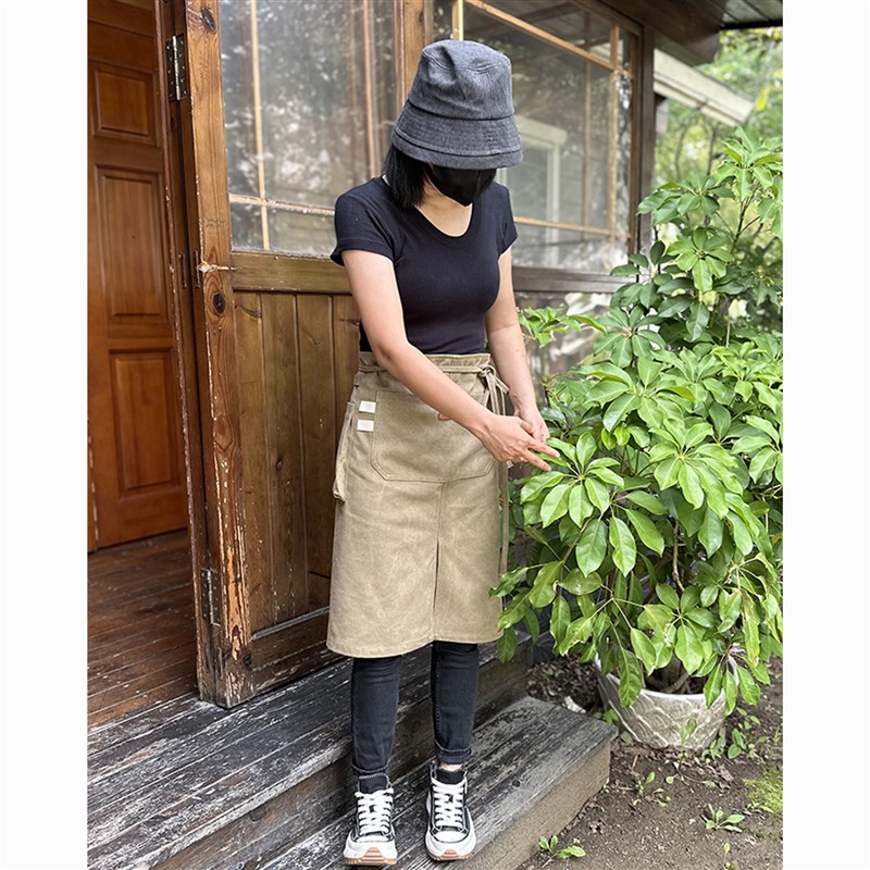 半身围裙定制logo印字围腰女厨房咖啡师理发店帆布无袖防污工作服