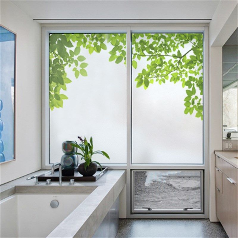 彩色玻璃橱柜浴室玻璃窗花贴膜 大树林荫衣柜移门防水翻新贴纸
