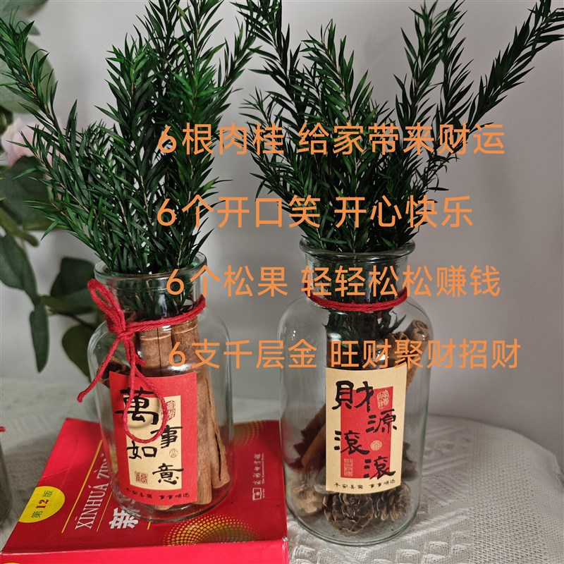 肉桂生财瓶摆件招财玻璃瓶花瓶diy材料客财厅位乔迁新居搬家用