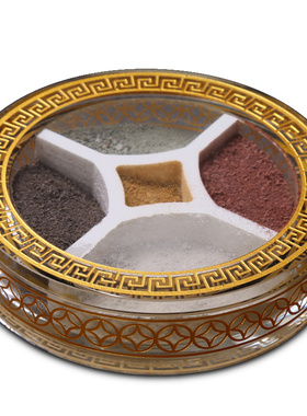 五色土水晶盒装金色透明两款金木水火土五行装饰品随葬用品摆件