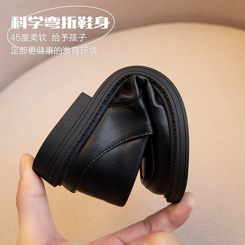 男童小皮鞋软底春秋儿童黑色单鞋子英伦风表演白色豆豆演出鞋