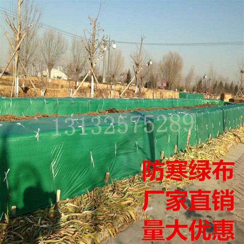 绿色彩条布冬季防寒布绿化保温园艺植物防冻布塑料编织布防风包邮