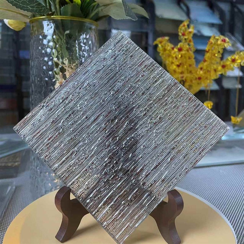 水木纹双层夹丝玻璃屏风隔断定制酒店大厅办公室钢化夹胶艺术玻璃