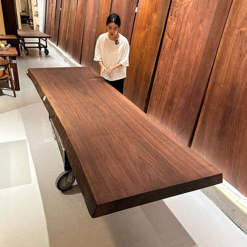 黑胡桃大板办公书桌实木茶木茶桌餐桌台面南美简约现货北美原木