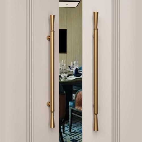 餐厅推拉所轻包厢极大门玻璃门奢不锈钢实木把手豪华酒店会拉手简