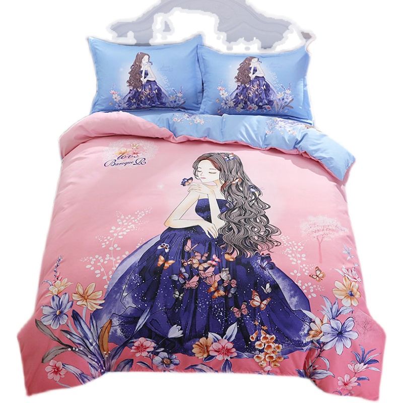 男女学生三件套床上用品床单被套四件套全棉公主可爱宿舍裸睡