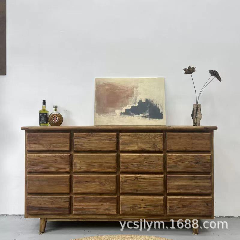 老榆木储物柜带抽屉收纳柜多格玄关柜禅意斗柜客厅家具置物柜