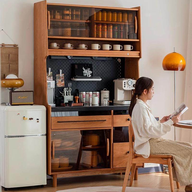 北欧樱桃木餐边柜实木厨房柜子储物柜茶水柜酒柜小户型客餐厅