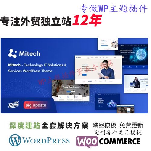 Mitech - 技术 IT 解决方案和服务 WordPress 主题软件网站模板