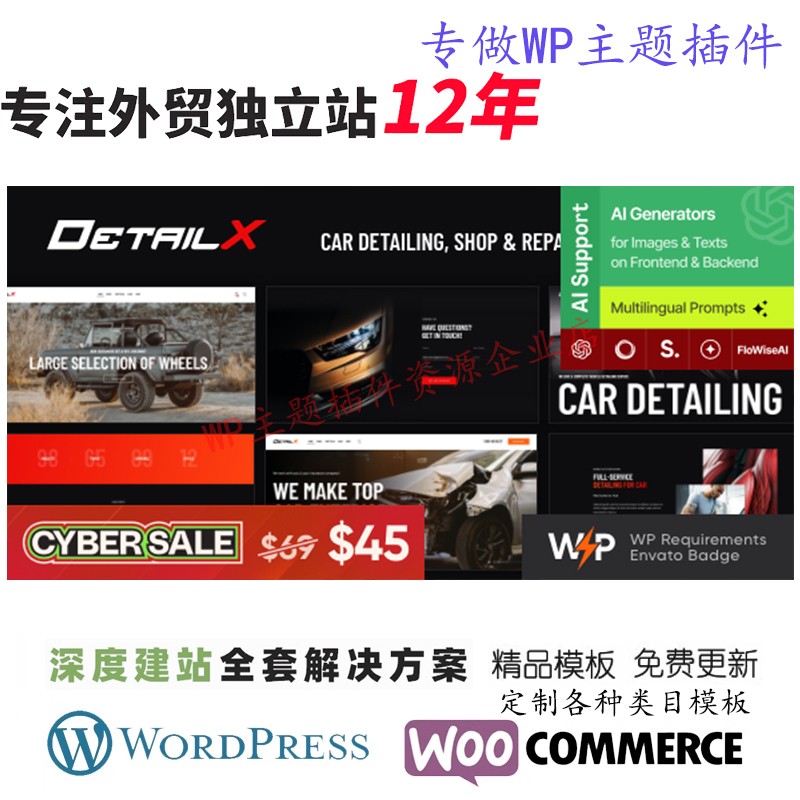 DetailX-汽车美容商店汽车维修服务轮胎店WordPress主题网站模板