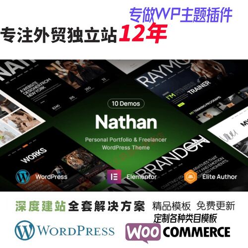 Nathan - 个人简历 CV 作品集 WordPress 主题信息展示WP网站模板
