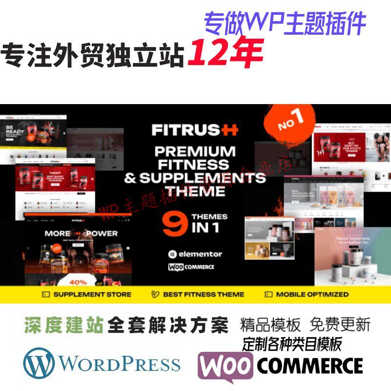 Fitrush - 健身和体育运动用品 WordPress 主题外贸网站展示模板
