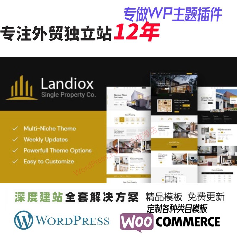 Landiox - 单一属性 WordPress 主题房地产室内设计网站WP模板