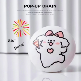 可爱小狗陶瓷洗脸盆卫生间洗手池漏水塞洗脸盆下水器创意弹跳内芯