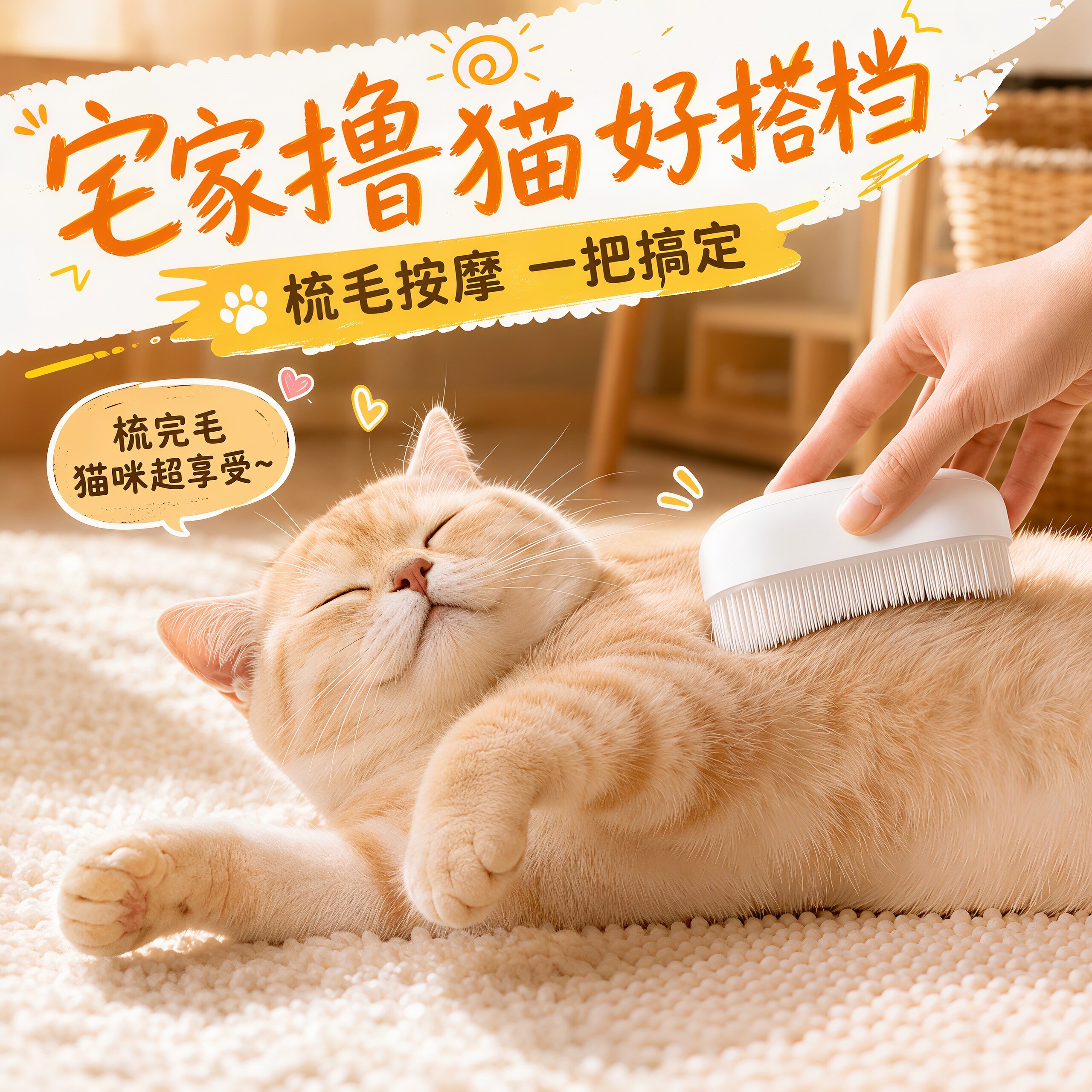 多功能仿猫舌海绵猫毛按摩刷
