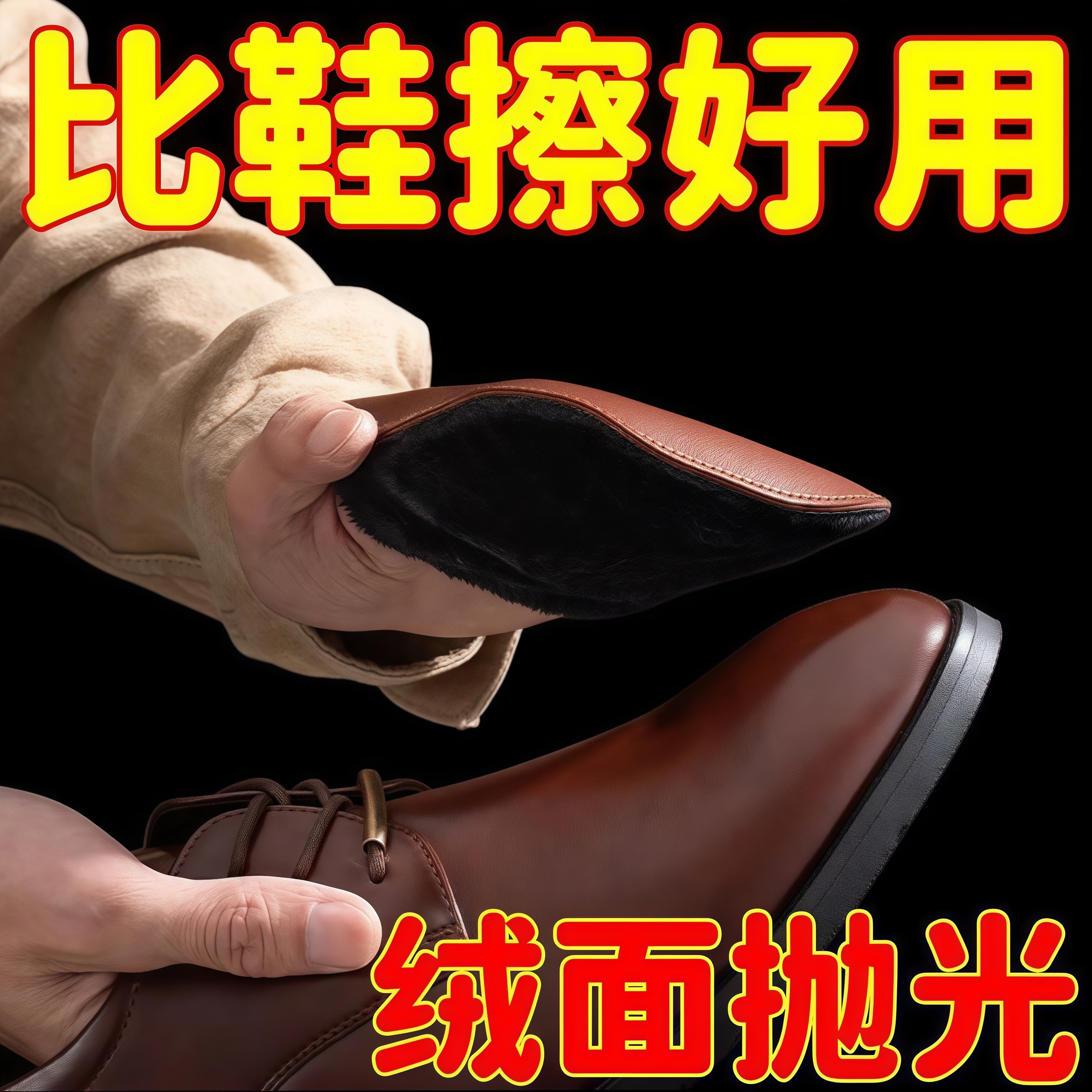 绒毛抛光擦鞋手套清洁皮鞋抛光