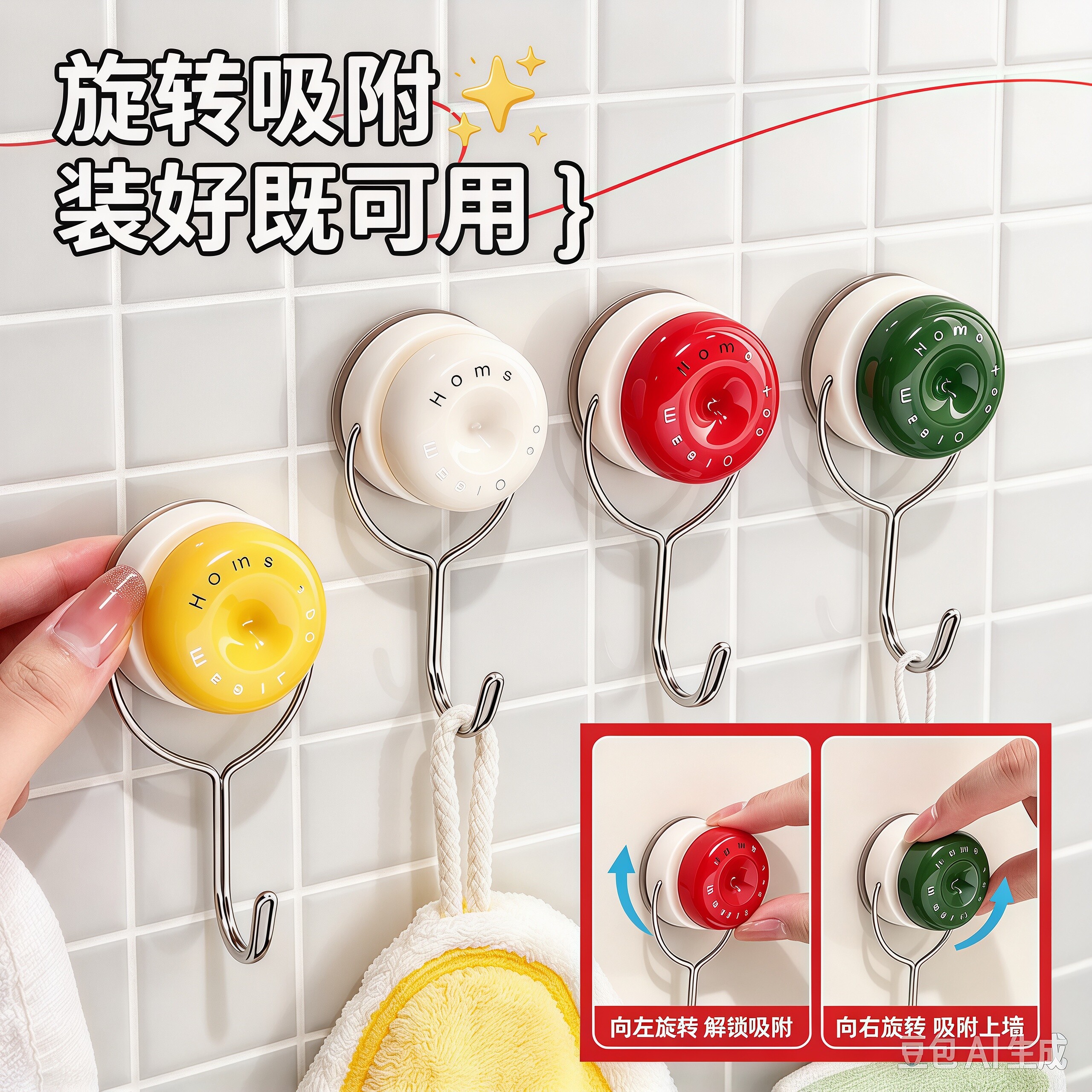 免打孔吸盘挂钩强力承重无痕