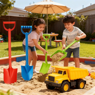 儿童沙滩铲子加厚大号海边挖沙子工具玩雪海滩戏水塑料铲玩具套装