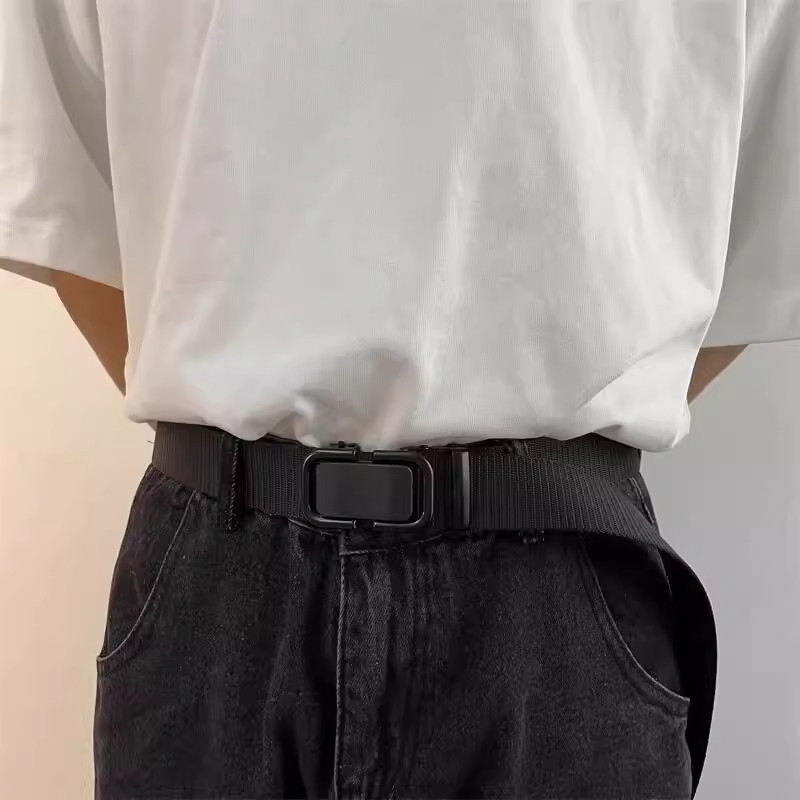 腰带帆布皮带男女款裤带牛仔裤潮配饰学生自动松紧扣尼龙军训户外