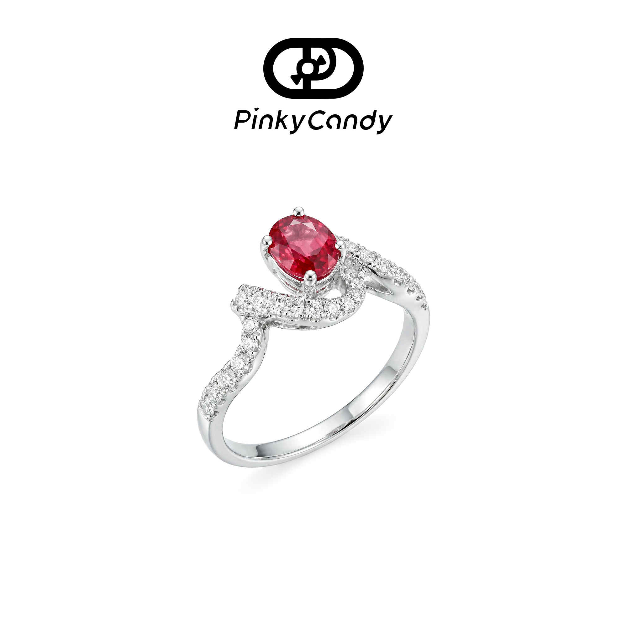 红运流年戒指·18K金真钻红宝石优雅精致流线型环绕耳环高级轻奢