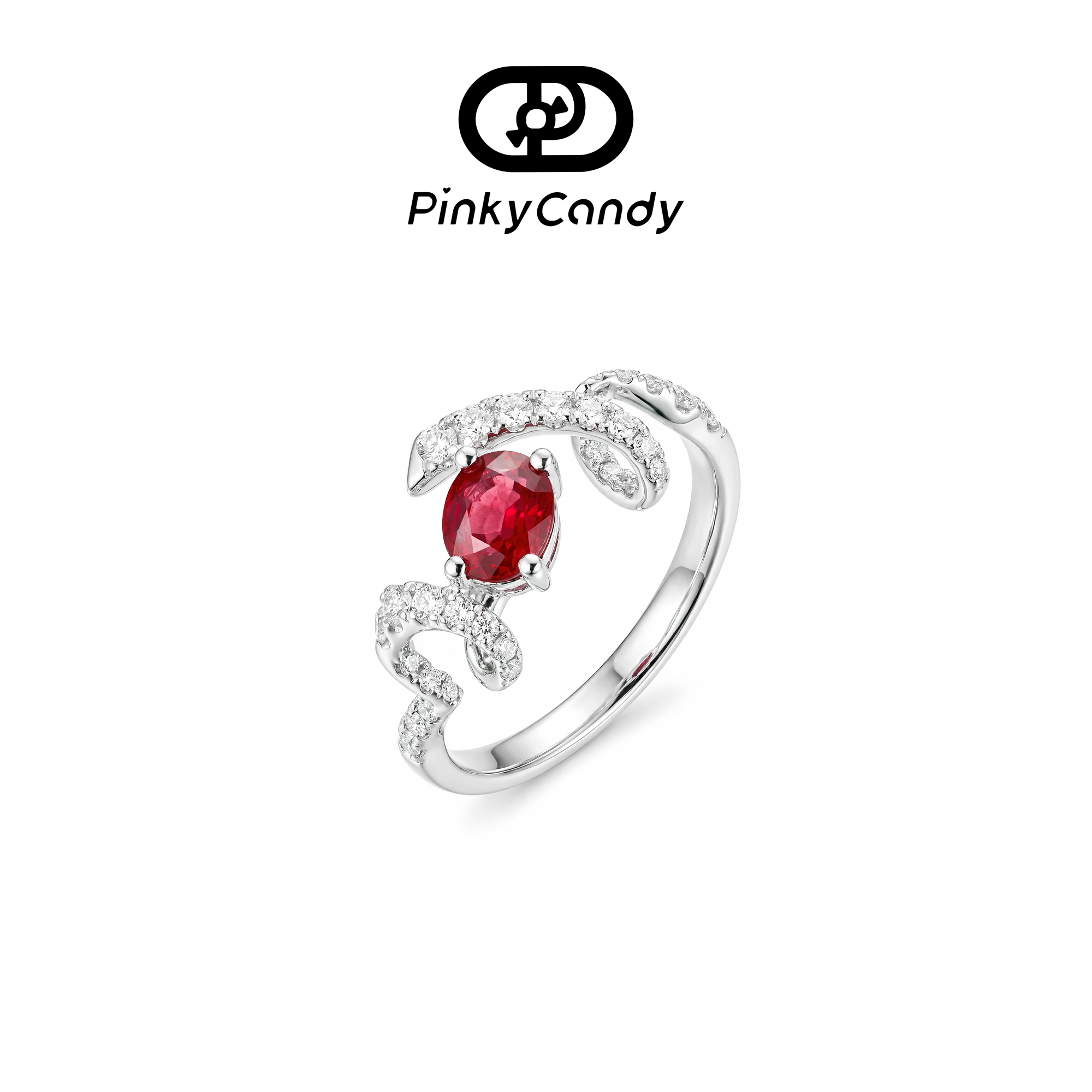 绯色光年戒指·18K金真钻红宝石优雅精致流线型环绕耳环高级轻奢