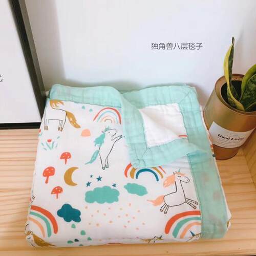 外贸婴儿幼儿园秋冬超厚8层竹棉竹纤维纱布多功能抱毯抱被被子ins
