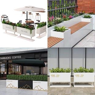 户外铁艺隔断花箱商业街市政镀锌板不锈钢花槽花架花盆围栏种植箱