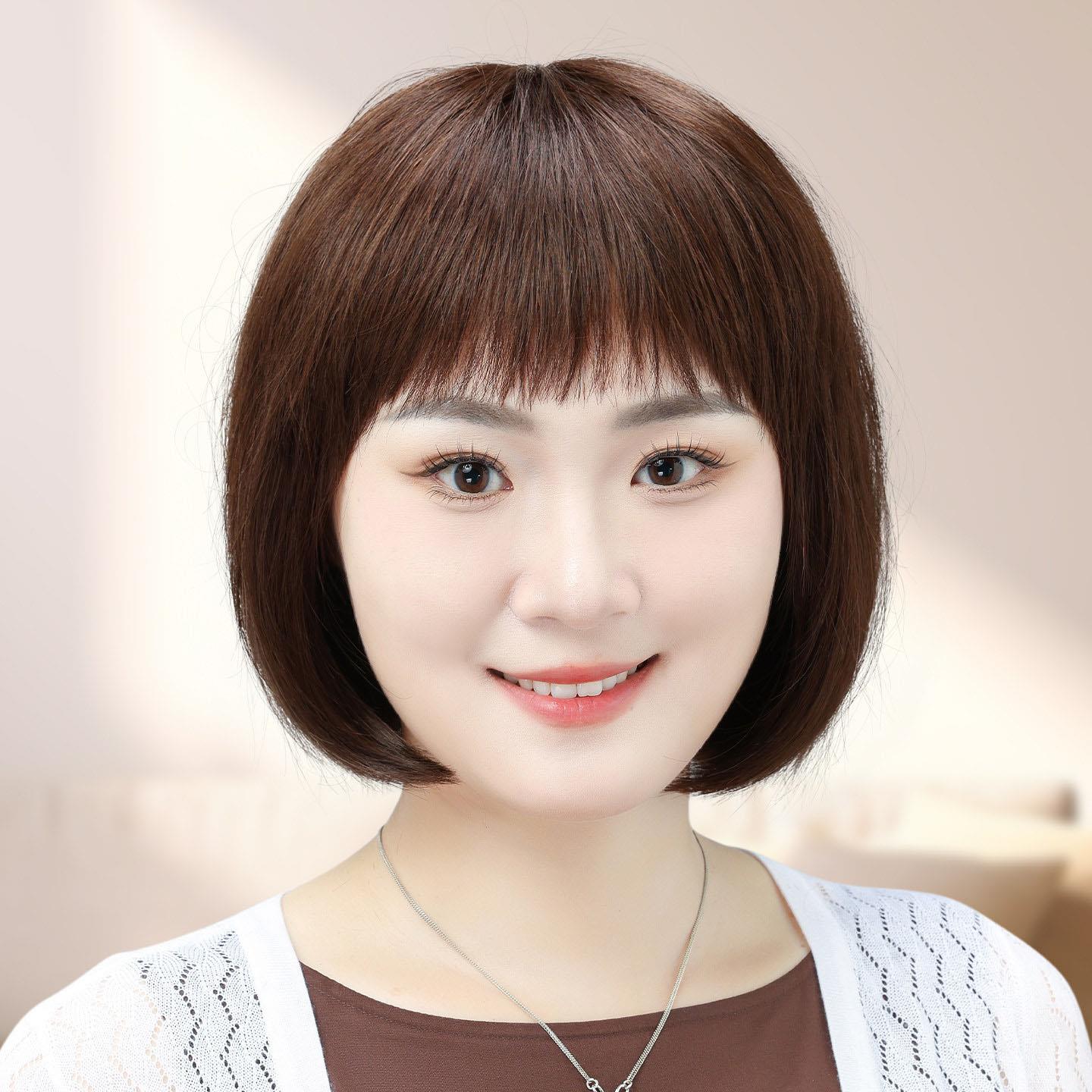 中老年女士妈妈款假发全头套女真人发丝时尚减龄薄款波波头假发套