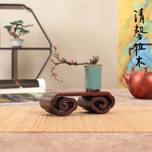 微型中式书卷几微盆景奇石玉器模型文玩核桃印章摆件底座实木托架