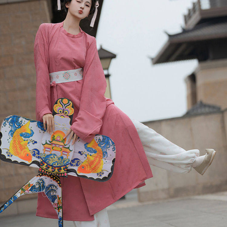 春秋唐制圆领袍灯笼裤汉服女