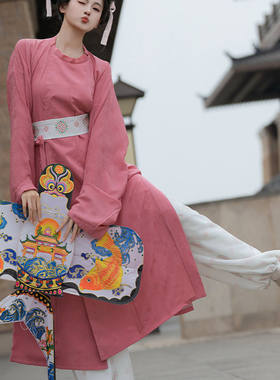 春秋唐制圆领袍灯笼裤汉服女