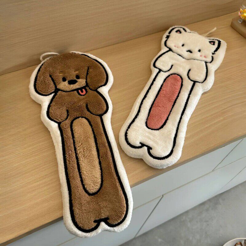 可挂式长条加厚超强吸水可爱卡通擦手巾珊瑚绒小方巾厨房浴室两用