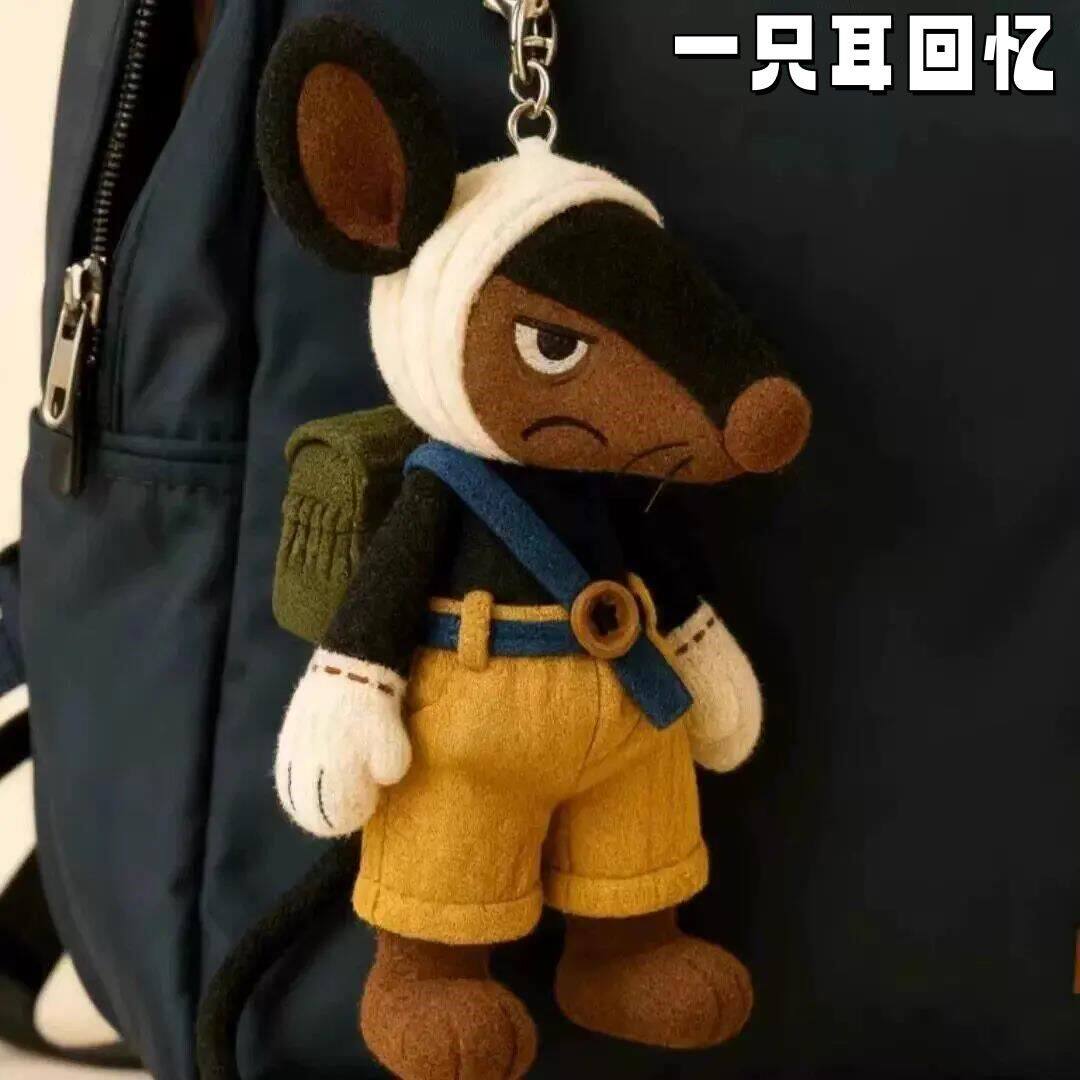 小红书同款黑猫警长一只耳毛绒玩偶钥匙扣书包包包挂饰送朋友礼物
