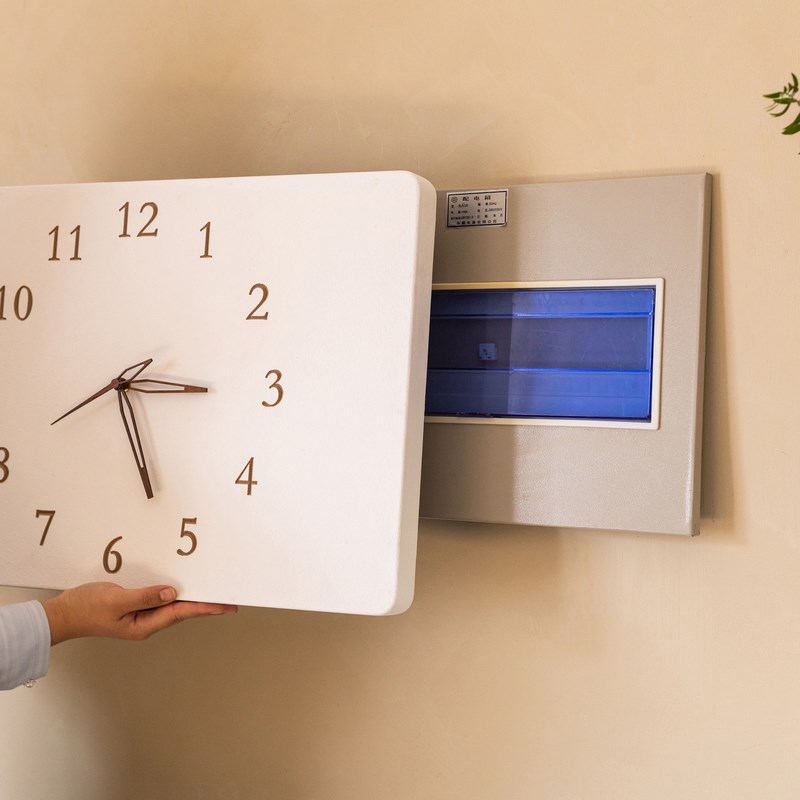 钟表挂钟客厅2024新款简约挂墙配电箱电闸遮挡电表箱装饰画挂画