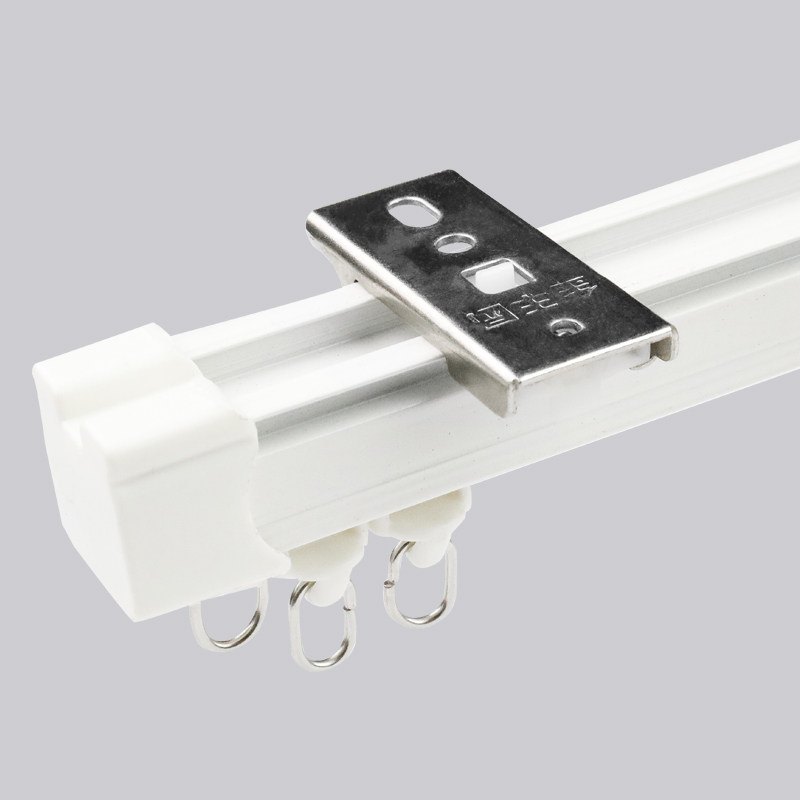 铝合金窗帘轨道单轨窗杆子挂钩款双轨滑杆顶装侧装隔断帘静音滑轮