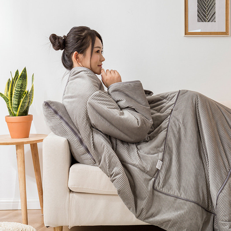 懒人被儿童防踢被学习车载沙发抱枕被玩手机加绒多功能可穿带袖被