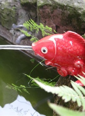 中式陶瓷流水喷水锦鲤鱼循环摆件家居庭院配件假山造景制氧装饰品