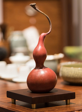 彩铜葫芦中式客厅摆件家居家饰天然葫芦铜摆设办公室酒柜装饰礼品