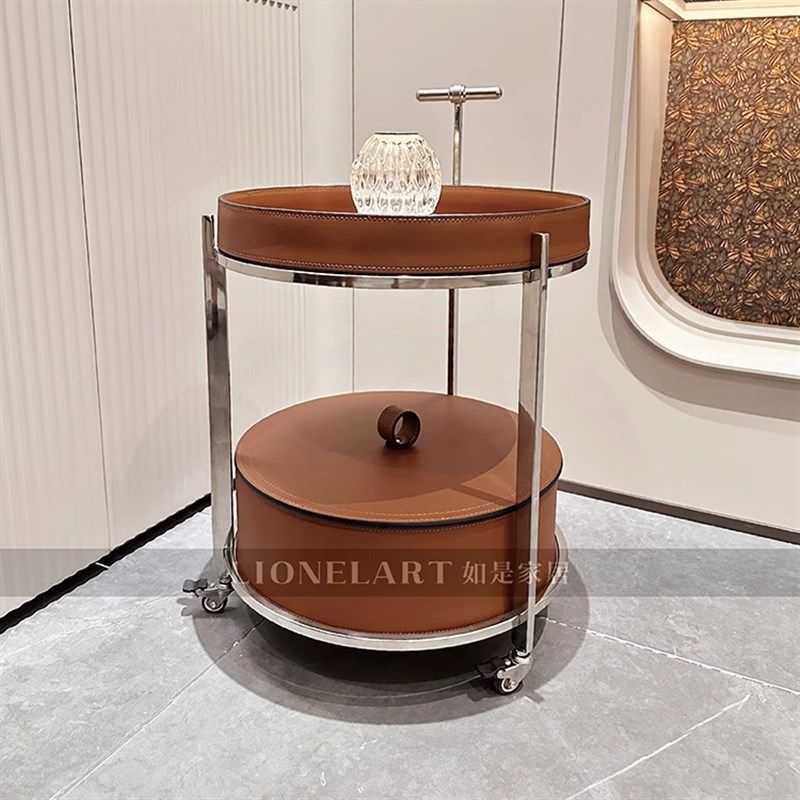 如是收纳边几可移动不锈钢马鞍皮酒水车零食收纳床头柜餐边柜收纳,住宅家具,角几/边几,淘宝优惠券,粉丝福利购,淘宝优惠卷