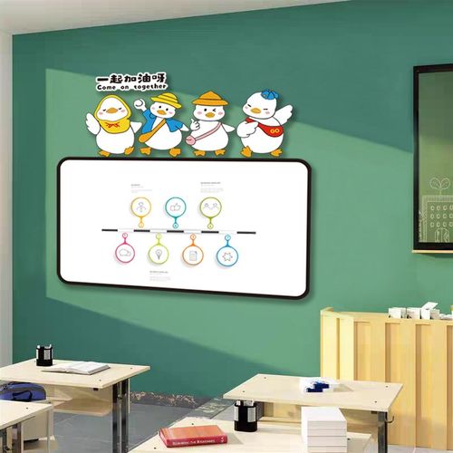 公告栏文化墙贴纸画加油鸭磁吸板高中班级装饰教室布置幼儿园环创